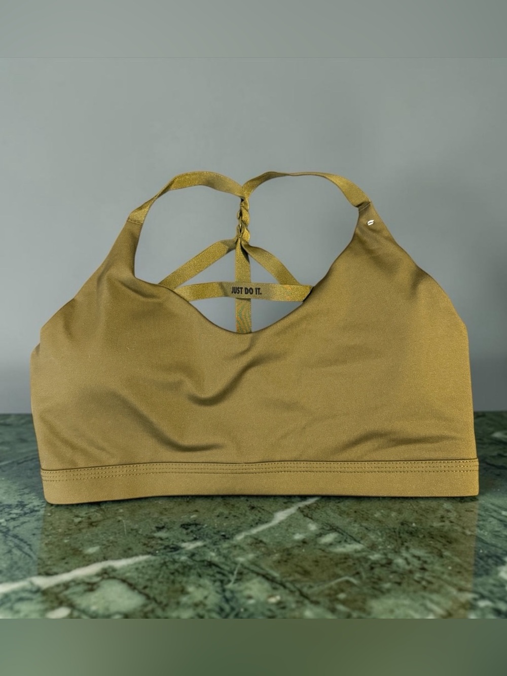 Nike Olive/Tan Strappy-Back Light Support Sports Bralette
